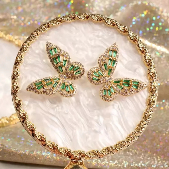 Butterfly Green 18K Gold Stainless Steel Waterproof Ring - Picture 9 of 16